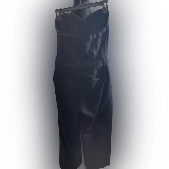 Nasty Gal Black Denim Jumper Wide Leg Women’s SZ 8 | Strapless Snatched Suit NWT - Picture 3 of 7